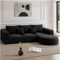 HawthyHome Sofa Cloud-Cord Ecksofa L-form 264x177cm, 1 Teile, Montagefrei Couch mit zwei Kissen für Wohnzimmer & Schlafzimmer