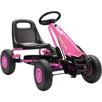 AIYAPLAY Go-Kart Tretauto mit Handbremse, verstellbarem Sitz, Pedalantrieb, für Kinder 3-8 Jahren, Rosa