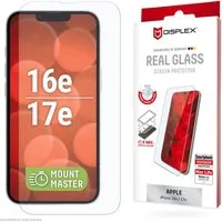 Displex Displayschutzglas Real Glass Screen Protector mit EASY-ON MountMaster für Apple iPhone 16e, Apple iPhone 17e, Displayschutzfolie, Schutzfolie, Bildschirmschutz, kratz- & stoßfest