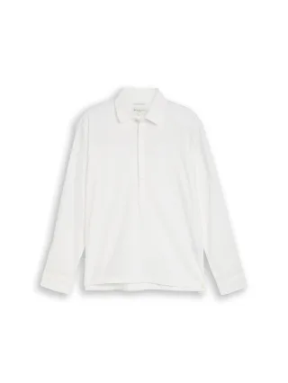 Denim Tom Tailor - Relaxed Fit Tunikahemd mit Leinenanteil white - Gr. - M