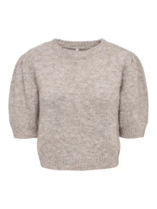 ONLY - ONLNELLIE SS O-NECK KNT NCA Mocha Meringue - Gr. - S