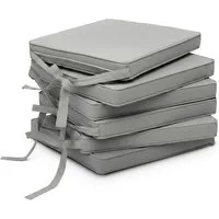 Beautissu Stuhlkissen 6er Set Loft SK Stuhlkissen Hellgrau, 45x40x5cm, Stuhlpolster mit Bändern Sitzkissen für Stühle, rutschfest