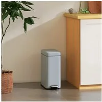HOMCOM Mülleimer Treteimer Abfalleimer mit Deckel und Fußpedal, Grau 29,2 x 14 x 32 cm