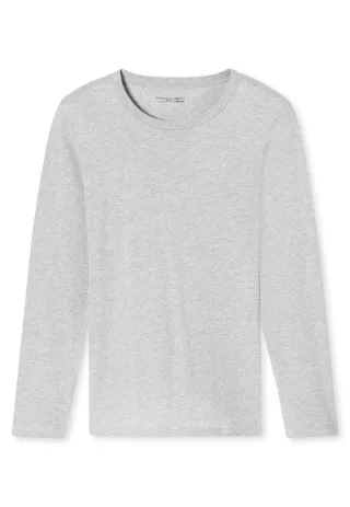 SCHIESSER - Langarmshirt Rundhals grau-mel. - Gr. - 48