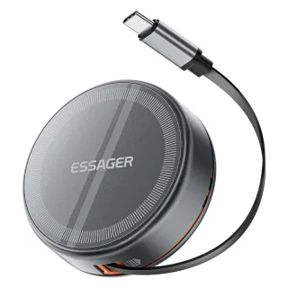 ESSAGER Z19 3-in-1 15W Wireless Charger with Retractable Cable Phone Stand Design Fast Wireless Charging Pad for Smart P