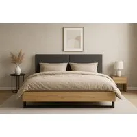 OTTO home Polsterbett PEERY Bettgestell 160x200 mit gepolstertem Kopfteil, ohne Bettkasten, ohne Lattenrost und Bettkasten, Kufengestell