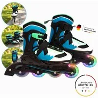 FASports Inlineskates Karuso in 5 Größen und 4 Breitenstufen verstellbar, mit LED-Rollen, in Größe 29-33 für Kinder und Erwachsene