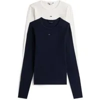 Tommy Jeans Langarmshirt TJW 2PACK SLIM ESSENTIAL RIB LS (Packung, 2-tlg., 2er-Pack) in Rippoptik, mit Logostickerei