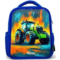 NoBoringSuitcases.com© Rucksack Blau - Traktor - Grün - Abstrakt - Pinselstriche, Kinderrucksack, Schulrucksack, Freizeitrucksack, Jungen, Kindergarten