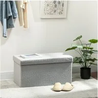HOMCOM Sitzbank mit Stauraum faltbar Polsterbank mit Samtoptik (Sitztruhe, 1-St., Truhenbank), für Wohnzimmer Schlafzimmer Flur 76 x 38 x 38 cm, Hellgrau