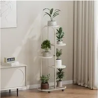 GarveeMore Blumenständer Pflanzenregal Blumentopfhalter Schmiedeeisen Ecke mehrere PflanzerRack, Organizer mit Rädern Pflanzenregale für Zimmer Eckbalkon GartenTerrass