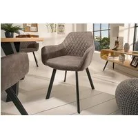 riess-ambiente Polsterstuhl PALERMO taupe/schwarz – Microfaser, mit Armlehne, Ziersteppung (Einzelartikel, 1 St), bequeme Polsterung im Retrolook – ideal für Esszimmer oder Küche