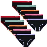 LOREZA Slip 10er Set Mädchen Slips - Sport - Schwarz (Spar-Packung, 10-St)