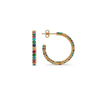 Luxenter Multicolor Zirconia Ohrringe in 18 Karat Gelbgold - Balgil
