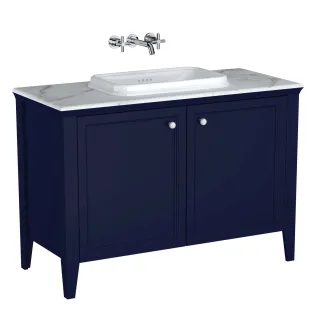 VitrA Valarte Set 118 cm Einbauwaschtisch + Waschtischunterschrank 2 Türen Stahlblau (Lack),65774 65774