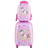 COSTWAY Kinderkoffer 12"+16" Kindertrolley mit Rucksack