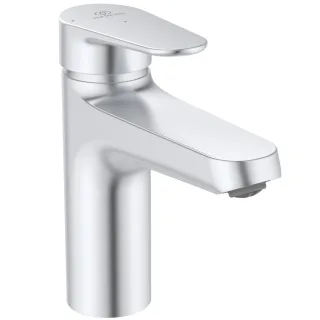 Ideal Standard Waschtischarmatur Alu+ Ausladung 120mm BlueStart mit Ablaufgarnitur Silver, BE130SI BE130SI
