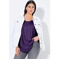 Ulla Popken T-Shirt T-Shirt Zierfalten A-Linie Rundhals Halbarm Modal
