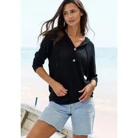 LASCANA Kapuzenshirt aus sommerlichem Waffelstrick Sommerhoody mit Knopfleiste