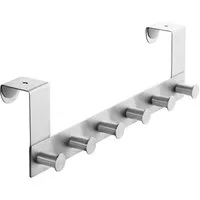 SO-TECH® Türgarderobe Garderobenleiste LINEA 380 x 110 mm, mit 6 Haken Türhaken, (Spar-Set, 3-St), Edelstahl matt gebürstet, für 40 mm Türen ohne Falz