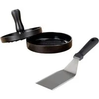 WENKO Burgerpresse Burger-Set (2 St), Aluminium, Edelstahl, Hamburgerpresse & Plancha Spachtel, Grillzubehör, rostfreier Edelstahl