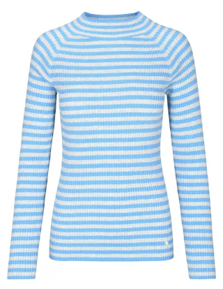 THE FASHION PEOPLE - Striped Turtleneck knitted ice blue stripe - Gr. - M
