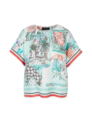 Marc Cain Collections - Seidenbluse in Kimono-Form - mit Print - Gr. - 40