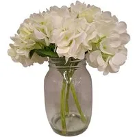 Kunstblume Hortensie Weiß in Vase Kunstblume Flora, HTI-Living, Höhe 36 cm, Kunstblumenstrauß Kunstpflanze Dekoration
