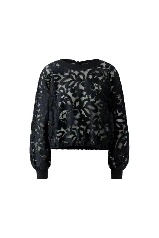 Oui - Sweatshirt Spitze black - Gr. - 38