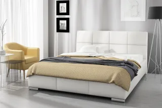 Polsterbett Bett Doppelbett HANNES Kunstleder Weiss 180x200cm