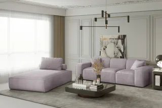Sofa Set 2-teilig Sezlong und Sofa 3-Sitzer CELES in Stoff Scala Flieder