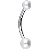 PIERCINGLINE Bauchnabelpiercing Chirurgenstahl Mini Bananabell SYNTHETISCHE PERLEN (Bananabells, 1-tlg)