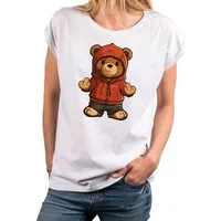 MAKAYA Print-Shirt Damen Kurzarm Teddybär coole lustige freche sexy Sommer Tops Teddy