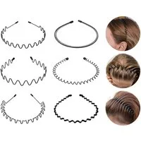 LuxusKollektion Haarband 6 Stück Metall Haarband Haarreifen Schwarz für Männer und Frauen