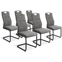 Jiexi Esszimmerstuhl Esszimmerstuhl Grau gepolstert mit Freischwinger Gestell 2er/4er/6er (Set), Schwingstuhl
