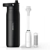 BRITA Trinkflasche BRITA LARQ Essential Filter Trinkflasche (680ml) mit Strohhalm, Edelstahl Wasserflasche mit doppelwandiger Isolierung - hält 24h kalt
