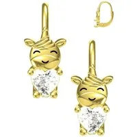 Limana Paar Creolen Ohrringe 925 Silber gold Einhorn Pferde Mädchen Kinder Ohrhänger (inkl. Schmuckbox), Schmuck Geschenk Einschulung Ostern Weihnachten Geburtstag Nikolaus