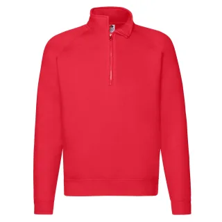 Fruit of the Loom - "Premium" Sweatshirt mit kurzem Reißverschluss für Herren/Damen Unisex Raglanärmel (Rot)