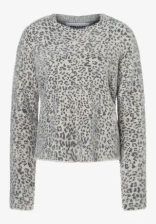 MORE & MORE - Pullover mit Leo-Dessin weiß - Gr. - 46