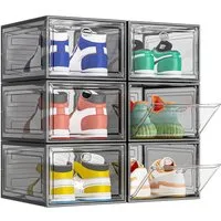 POPOLIC Schuhkiste Schuhbox Schuh-Organizer, Stapelbare Schuhaufbewahrungsbox (Organizer für Sneaker, Stiefel & Schuhe, 6 St., Platzsparendes Schuhregal), Transparente stapelbare Kunststoffbox