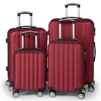 LALAHO Trolley Kofferset Hartschale Reisekoffer, 360° Rollen, 4 Rollen, 4er Set Handgepäck, moderner Koffer, Burgunderrot