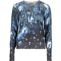 Desigual Strickpullover Blauer Damenpullover mit Muster & Rundhalsausschnitt - Elegant & Styli