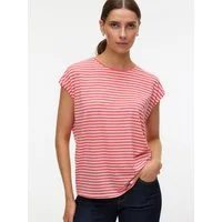 Vero Moda Rundhalsshirt VMAVA PLAIN SS TOP STRIPE GA JRS NOOS Materialmix, regular fit