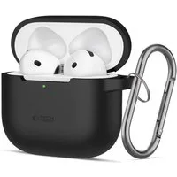 TECH PROTECT Kopfhörer-Schutzhülle für Apple AirPods 4, Silikonhülle mit Karabinerhaken, kompatibel mit kabellosem Laden