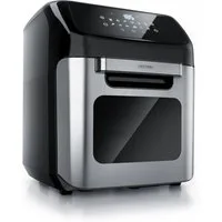 Arendo Heißluftfritteuse Airfryer 12L mit Zubehör, 4in1 Edelstahl Heissluftfritteuse XXL, 1800 W, Mini Backofen, Grill, Dörrautomat, Fritteuse ohne Öl, Umluft Drehgrill