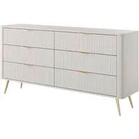 yourhouse24 Kommode mit Schubladen 163 cm LANTE 6S beige/gold, schwarz