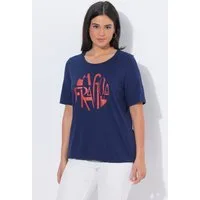 Ulla Popken T-Shirt T-Shirt Schriftmotiv Rundhals Halbarm Elastiksaum