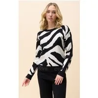 Passioni Strickpullover mit Zebraprint und Strassdetails