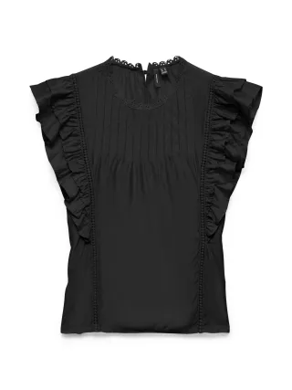 VERO MODA - VMBLISS S/L DETAIL TOP WVN Black - Gr. - XS