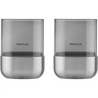 blomus Windlicht -CALMA- Kerzenhalter, Stimmungslicht: Design Edelstahloptik matt (2 St., 2er Set bei XS-Version), Glas/Edelstahl Kombination